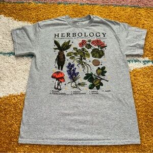 Harry Potter Shirt Men's Medium Grey Short Sleeve Herbology Hogwarts Mandrake